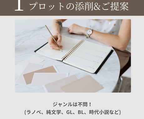 プロットの添削&具体的な展開などのご提案をします 「読者」としての視点と「創作をする側」の視点からアドバイス！ イメージ1
