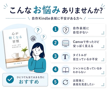 Kindle表紙をプロ目線でわかりやすく添削します クリックされにくい原因と改善ポイントを具体的にお伝えします。 イメージ2