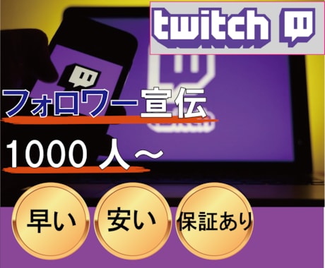 Twitchのフォロワー増加します 1000人増加｜保証あり！ツイッチ イメージ1