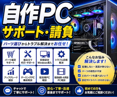 受賞あり！本格水冷から鯖まで自作PCの相談承ります 自営で業実績700台以上自作PCならなんでも聞いて イメージ1