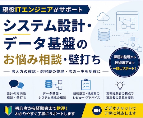 システム設計・データ基盤の技術相談を承ります 実務経験をもとに幅広いテーマでお答えします イメージ1