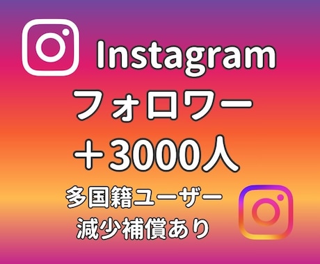 Instagram フォロワー3000人増やします ゆっくり増加対応可・高品質・多国籍フォロワー・減少保証あり イメージ1