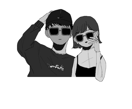 カップルイラスト描きます モノクロシンプルなカップルイラストを作成します。 イメージ1