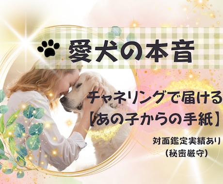 チャネリングで受け取った愛犬からの手紙を届けます 【対人鑑定実績あり】愛犬の心が知りたい飼い主さまへ。 イメージ1