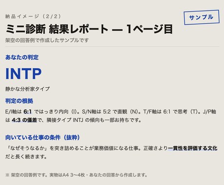 28問の適職診断で16タイプを判定します 納期1日・A4数枚のPDFで、型と向く仕事の方向をお届け イメージ2