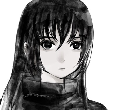 一枚絵イラスト描きます モノクロイラストを受け止めてよ イメージ2