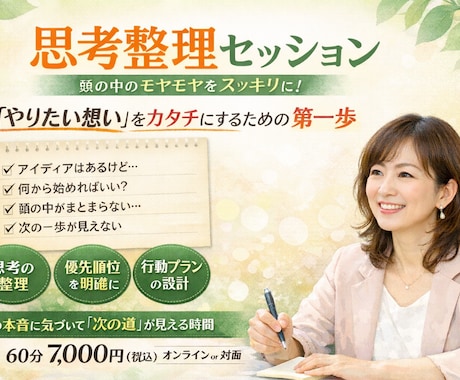 限定数組　思考整理セッションします やりたいを“次の一歩”に変える イメージ1
