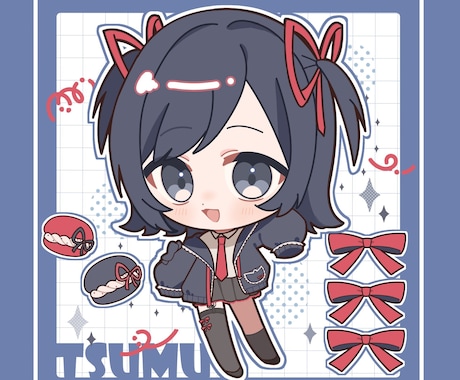ゆるっとかわいいデフォルメキャラをお届けします ／小物と背景がついたお得なセットも!! イメージ1