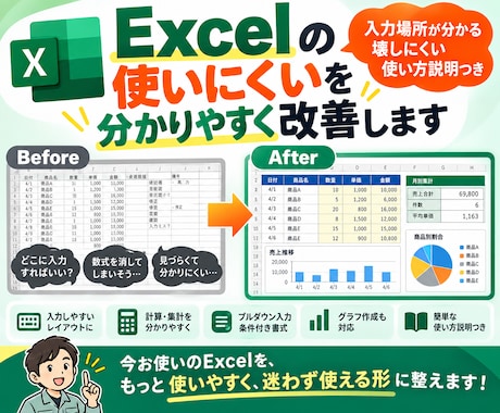 Excelの使いにくいを分かりやすく改善します イメージ1