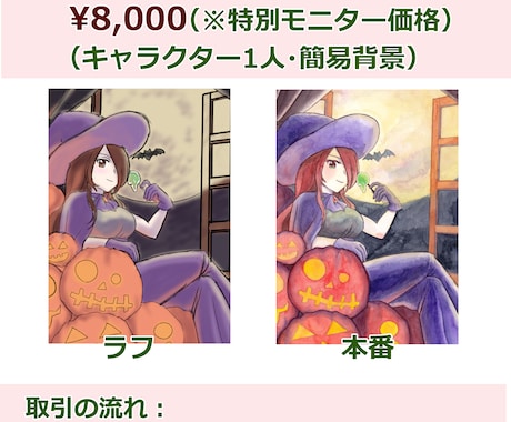 アナログで彩る一枚絵・動画サムネイル等を制作します 透明感のある美しい色彩でキャラクターと情景を描き出します イメージ2