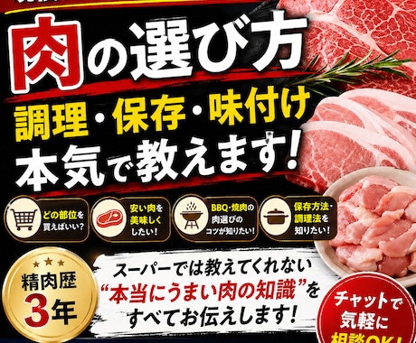 現役精肉経験者が肉の選び方・調理法を教えます スーパーでは教えてくれない「肉の知識」教えます イメージ1