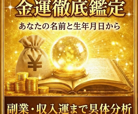 あなたの金運を徹底分析します 収入運・副収入運まで徹底解説!!! イメージ1
