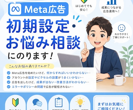 Meta広告の初期設定・お悩み相談にのります 初めての方向け｜設定から数字の見方まで丸ごと相談OK イメージ1
