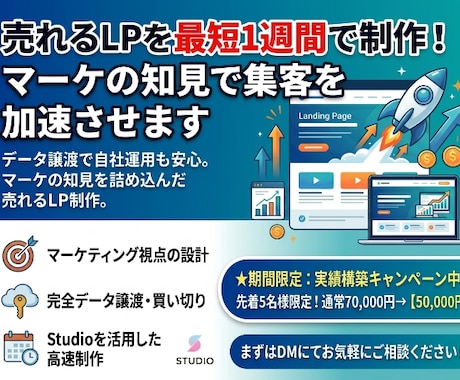 マーケターがStudioLPを1週間で制作します 10年のマーケ知見で集客最大化！最短1週間でデータ即納品 イメージ1