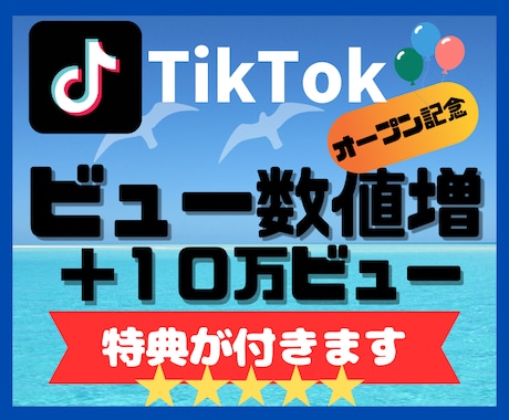 TikTokのビュー数を１０万再生回数増やします オープン記念！！販売数30人まで＋５０％増量サービス中 イメージ1