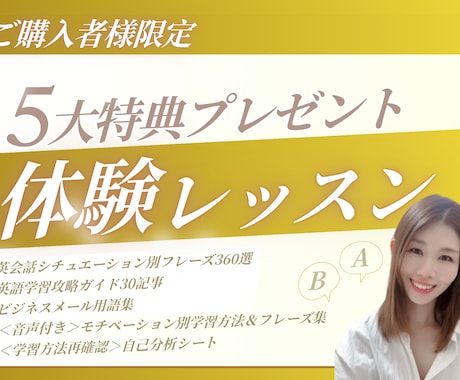 30分1000円の体験レッスンをして頂けます お申込頂いた方には⑤大特典をプレゼント イメージ1