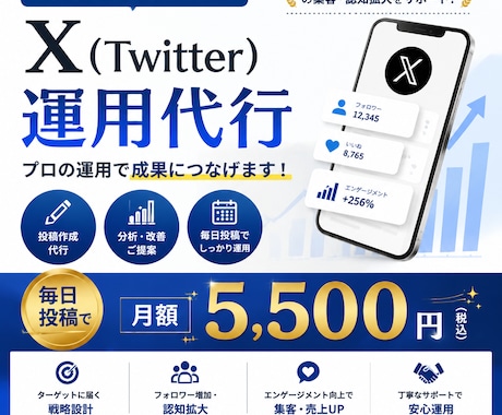 中小企業さん必見！！X運用代行します 投稿から分析まで一括対応！ 忙しい方向けのSNS運用を代行！ イメージ1