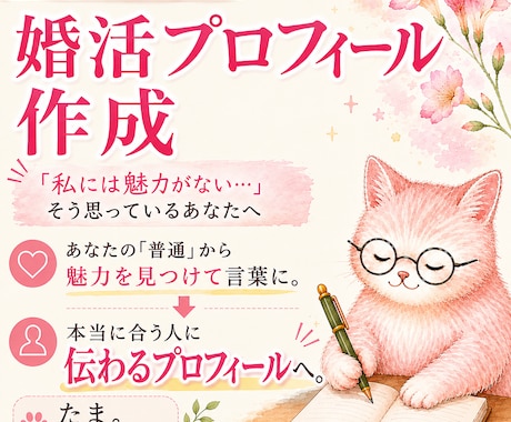 30代40代女性の婚活プロフィールを作ります あなたの「普通」から魅力を見つけ、本当に合う人に伝わる文章へ イメージ1