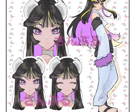 SNS用のイラスト作成致します 映える色使い、キャラクター案を作成します。 イメージ1