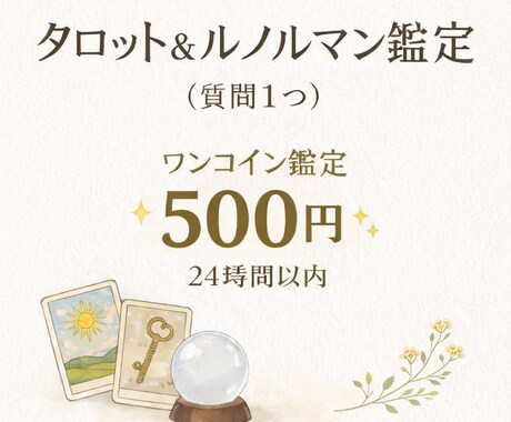 24時間以内⭐︎タロット＆ルノルマンで占います 今の状況をカードで整理しませんか？ イメージ1