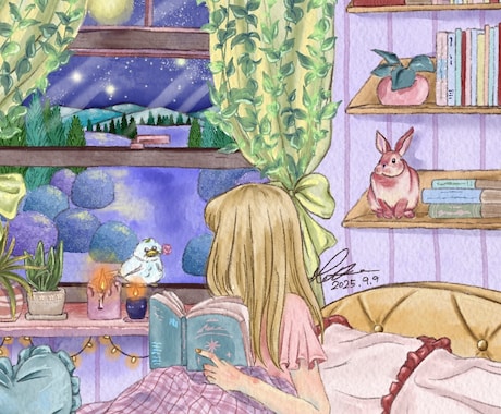 電子書籍や音楽配信用ジャケ写のカバーイラスト描ます 絵本のようなレトロ可愛い1枚絵をデザイン♡ イメージ1