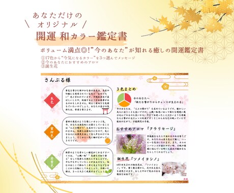 オリジナル開運和カラー鑑定書を作成します あなただけのオリジナル【開運和カラー鑑定書】 イメージ2