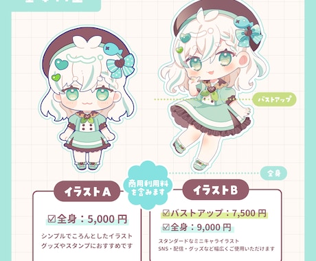 商用利用OK！ミニキャライラストを制作します SNSアイコンやグッズなどにオススメ！ イメージ2