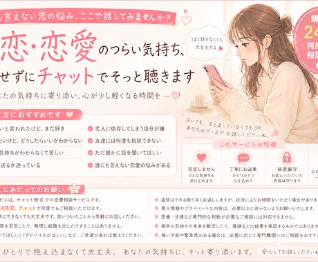 失恋・恋愛のつらい気持ち、否定せずにそっと聴きます 誰にも言えない気持ち、ここでは全部話して大丈夫です。 イメージ1