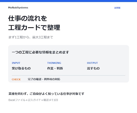 仕事の流れを工程カードで整理します イメージ1