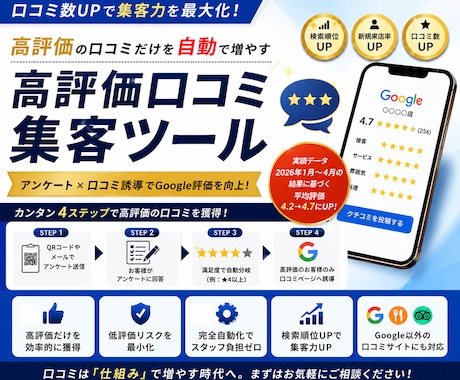 Google口コミを増やし集客する仕組み構築します アンケート×自動誘導で高評価レビューを効率的に獲得【MEO】 イメージ1