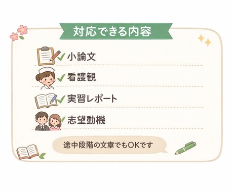 看護師・学生、看護観.志望動機の添削、作成します 指導経験有り→看護師が伝わる志望動機を添削　早期最短ご相談 イメージ2