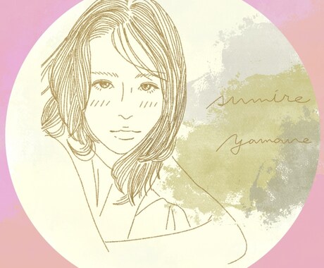 細い線の線画似顔絵イラストのアイコン作成します ニュアンスカラー背景無料で選べます^^ イメージ2