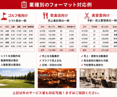 既存のExcelを、使いやすく・効率的に改善します 入力作業の削減や集計の自動化など、お客様の業務に合わせて改善 イメージ2