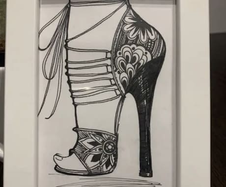 はがきサイズでシューズデザイナーが手書きで描きます 手書き白黒であなたのお好きなデザインの靴を描きます イメージ1