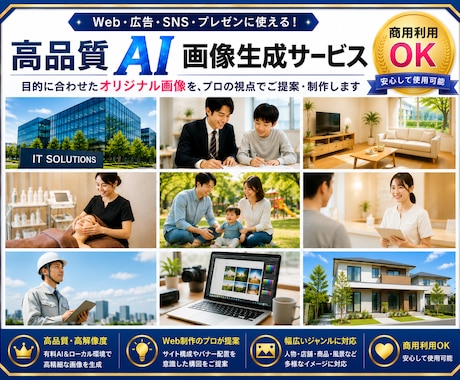信頼感のあるWeb・商品・素材を制作します 最新AI技術で「売れる」「魅力的」な画像を低コストで イメージ1