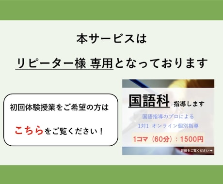 単発授業！国語60分指導します ご新規様はご購入いただけせん！60分×1コマの国語授業 イメージ2