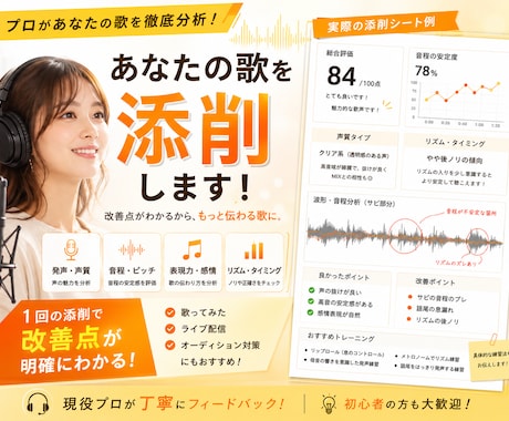 まずは気軽に1000円！歌の改善点を診断します プロのボイストレーナーがあなたの歌を分析、伸ばし方を伝えます イメージ1