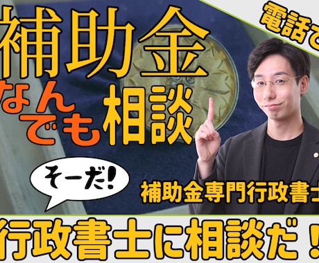 補助金に関する質問に電話でお答えします 補助金専門の行政書士があなたの疑問にバッチリ回答！ イメージ1