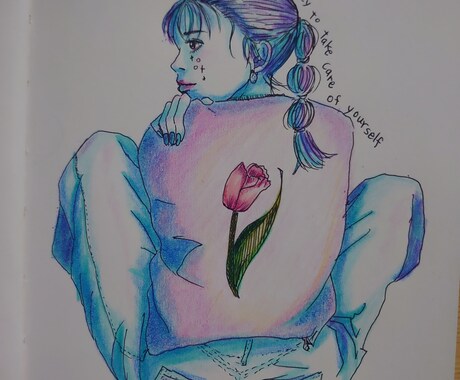 オリジナルアナログイラストを描きます お花と女性をメインに描いていきます。 イメージ2