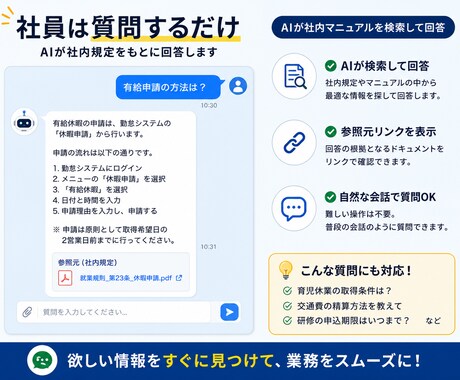 社内FAQアシスタントを構築します 「これどこ?」を解消!社内マニュアルをAI化 イメージ2