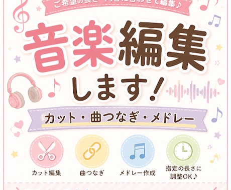 音楽をカット、編集します カット、曲つなぎ、メドレー対応 イメージ1