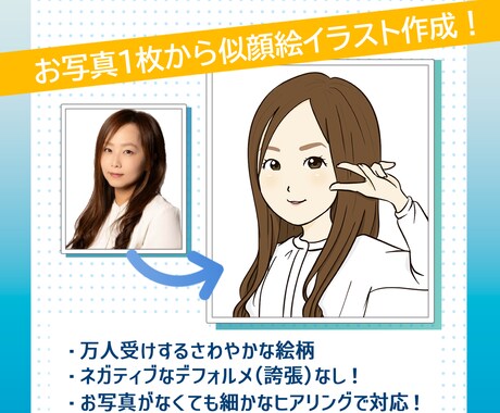 お写真1枚からビジネス用似顔絵イラスト制作します 追加料金ナシ！SNSアイコン/名刺/プロフィールなどに イメージ2