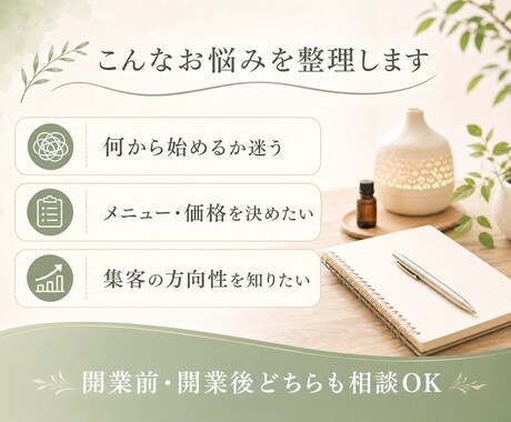 リラクゼーションサロン開業・集客の相談に乗ります 開業前後の悩みを1対1で整理します イメージ2