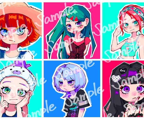 ポップな女の子のイラスト描きます SNSアイコン用のオリジナルイラストを作成します イメージ1