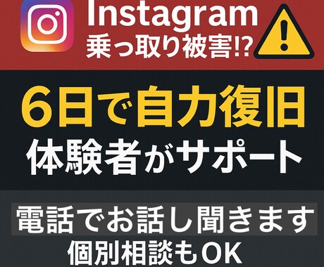 インスタ乗っ取りの対応を電話で相談に乗ります インスタ乗っ取りから自力で復旧した経験でサポートします イメージ1