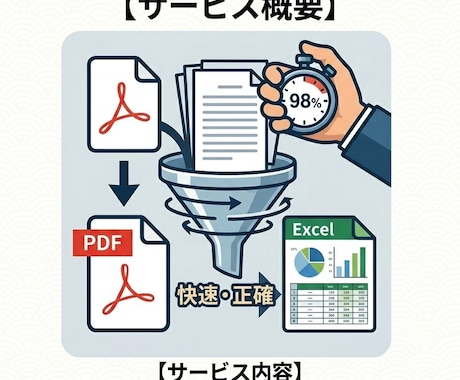 PDFや書類をExcelにデータ化します 入力速度421文字/分！高精度でデータ化します❕ イメージ2