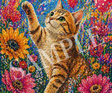 高彩度ポスターカラー風｜幻想的な猫アート作成します あなたの猫の写真を、唯一無二の幻想アートに仕上げます イメージ2