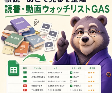 読書・動画ウォッチリストをGASで整理します 積読と保存動画を自動で見える化します イメージ1