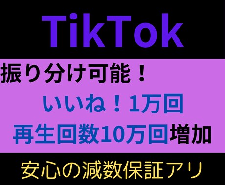 TikTokのいいね！と再生回数増やします いいね！1万回・再生回数10万回増やします！振り分け可能！ イメージ1