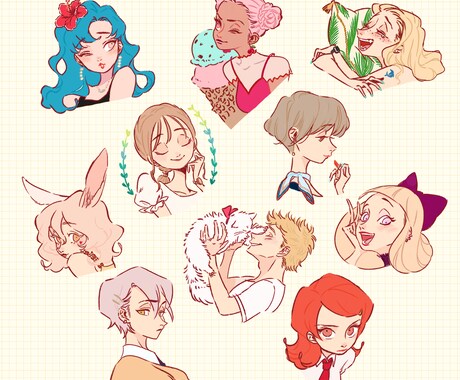 海外風アイコンお描きします シルエットから選択！表情もあなたらしさに。 イメージ1
